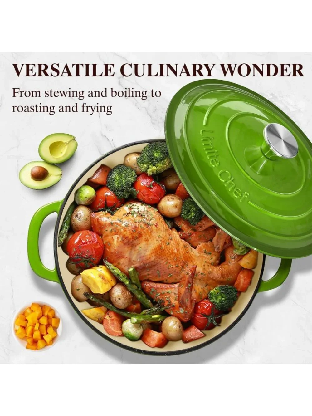 5QT Enameled Cast Iron Dutch Oven Pot with Lid - Heavy-Duty Cookware for Baking